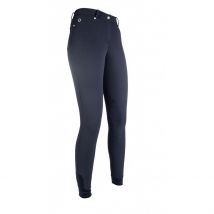 HKM LG Basic Silicone Knee Patch Riding Breeches - Deep Blue / 26"