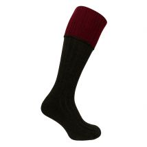 Hoggs of Fife Contrast Turnover Top Socks - Dark Green/Burgundy / UK 7-10