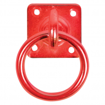 Perry Equestrian Swivel Tie Ring on Plate - Pack of 2 - 50mm x 50mm / Red