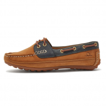 Chatham Cromer Nubuck Driving Moccasins - Tan/Navy / UK 5