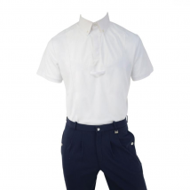 HyFASHION Men's Hadleigh Short Sleeved Tie Shirt - White / L
