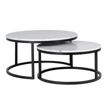 Lexington Set of 2 Marble Coffee Tables - White