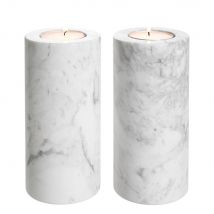 Tobor Set of 2 Large Tealight Holders - White Marble