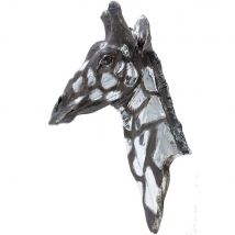 Libra Interiors Dappled Giraffe Head Wall Plaque Silver