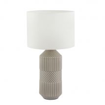 Terrie Geo Textured Tall Ceramic Table Lamp - Grey