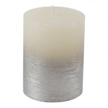 Libra Interiors White Pillar Candle With Metallic Silver Ombre Base 7X19 cm