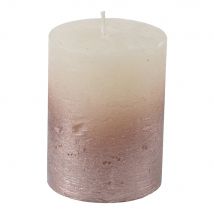 Libra Interiors White Pillar Candle With Metallic Pink Ombre Base 7X19 cm