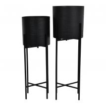 Clyde Set of 2 Floor Standing Planters - Black