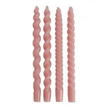 Libra Interiors Set Of 4 Twisted Dinner Candles Peach