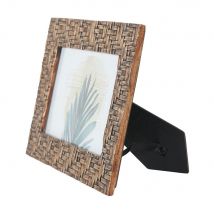 Libra Interiors Rustic Brown Bamboo Woven Effect Photo Frame / Small