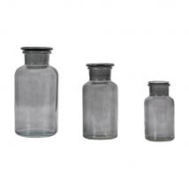 Gallery Interiors Set of 3 Apothecary Jars in Smoke