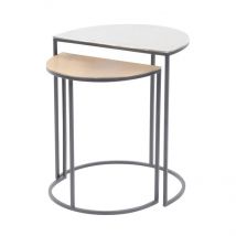 Starburst Set of 2 Semi Circle Side Tables - Gold & Silver