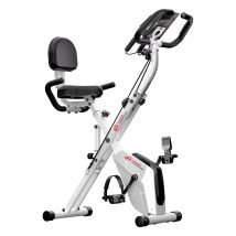 Space Saving Foldable Exercise Bike Upright Recumbent Fitness Bike with Resistance Bands White