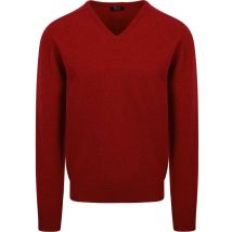 William Lockie Pull Laine d'Agneau Col-V Poppy  Rouge taille XL