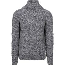 NZA Pull Col Roulé Eli Cable Marine Mélanger Bleu foncé Bleu taille M