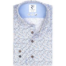 R2 Chemise Impression Blanc Bleu taille 38