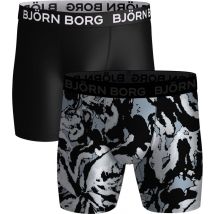 Bjorn Borg Boxers 2 Pack Black/Print Noir Vert foncé taille M