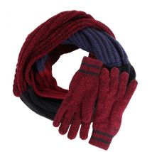 Suitable Echarpe et Gants Set Circle 15-10 Noir Rouge