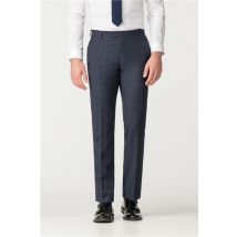 Racing Green Navy Blue Checked Tailored Men's Suit Trousers