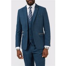 Marc Darcy Slim Fit Dion Blue Tweed Herringbone Check Men's Suit Jacket