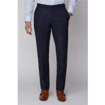 Racing Green Tailored Fit Navy Blue Texture Men's Trousers