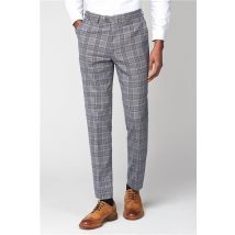 Marc Darcy Enzo Sky Stone Check Slim Fit Blue Men's Trousers