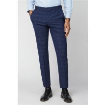 Ben Sherman Navy Blue Pink Bold Check Slim Fit Men's Trousers