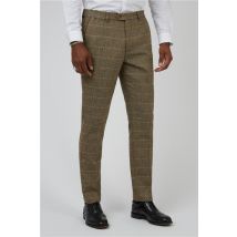 Marc Darcy Tailored Fit Ted Tan Check Men's Suit Trousers