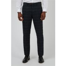 Marc Darcy Tailored Fit Eton Navy Blue Check Men's Suit Trousers