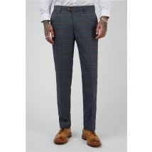 Marc Darcy Tailored Fit Jenson Blue Check Men's Suit Trousers