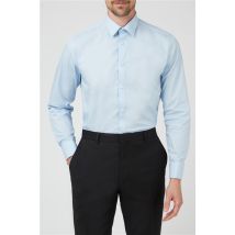 Racing Green Blue Mens Regular Fit Poplin Shirt, Long Sleeve, Double Cuff