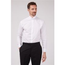 Racing Green White Mens Regular Fit Poplin Shirt, Long Sleeve, Double Cuff