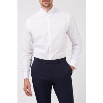 Racing Green White Mens Regular Fit Poplin Shirt, Long Sleeve, Double Cuff