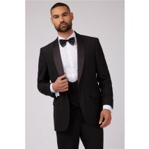 Racing Green Regular Fit Black Shawl Tuxedo Jacket
