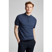 Limehaus Indigo Short Sleeved Textured Regular Fit Polo Shirt, Short Sleeve, Cotton