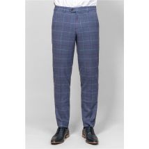 Marc Darcy Slim Fit Drake Navy Check Men's Trousers, Blue