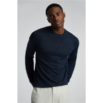 Limehaus Knitted Crew Neck Jumper Navy Blue, Cotton