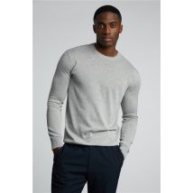 Limehaus Knitted Crew Neck Jumper Grey, Cotton