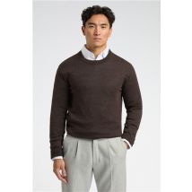 Limehaus Knitted Crew Neck Jumper Brown, Cotton