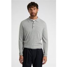 Limehaus Long Sleeve Knitted Regular Fit Polo Grey, Cotton