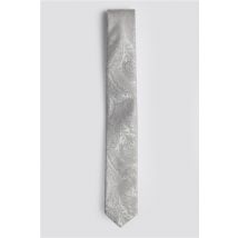 Limehaus Slim Paisley Jacquard Tie Silver - Ideal For Weddings