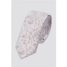 Limehaus Slim Floral Jacquard Tie Silver - Ideal For Weddings