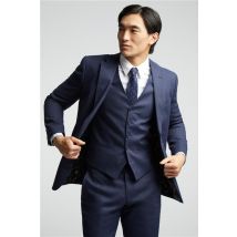 Alexandre Tailored Fit Navy Blue Linen Men's Suit Jacket