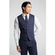 Alexandre Tailored Fit Navy Blue Linen Blend Waistcoat