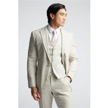 Alexandre Tailored Fit Sand Linen Navy Men's Suit Jacket