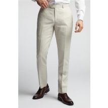 Alexandre Tailored Fit Sand Linen Blend Men's Trousers, Navy