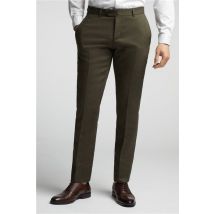 Alexandre Tailored Fit Khaki Green Linen Men's Suit Trousers