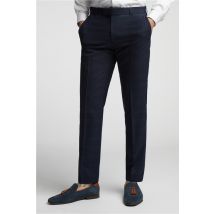 Alexandre of England Navy Blue Textured Check Tailored Fit Men's Trousers