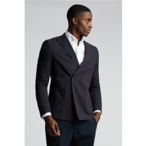 Limehaus Navy Blue Double Breasted Mens Cotton Regular Fit Casual Formal Blazer