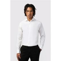 Limehaus White Mens Shirt, Long Sleeve, Slim fit, Double Cuff, Stretch Fabric